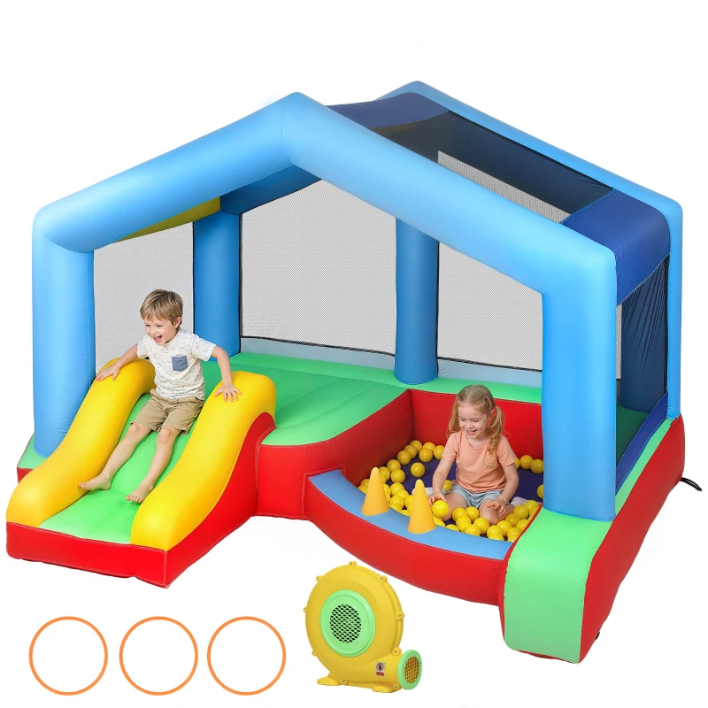 AIYAPLAY Castillo Hinchable Infantil con Tobogán, Cama Elástica, piscina y Soplador, 290x230x200 cm