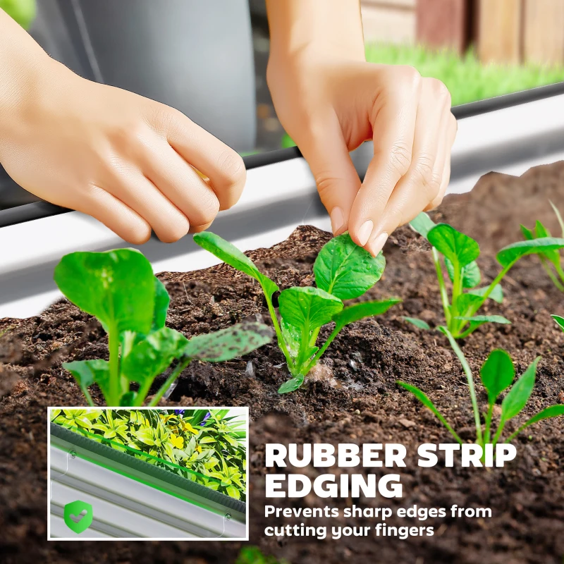 Outsunny Podwyższone Grządki Metalowe Zestaw 2 szt. 135 x 90 x 30 cm Owalne Grządki z Gumowymi Krawędziami