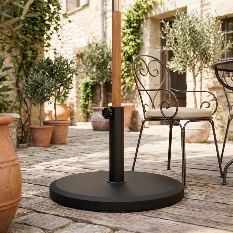Outsunny Pied de parasol en ciment 13 kg, support rond pour parasol Ø34mm/Ø38mm/Ø48mm, noir