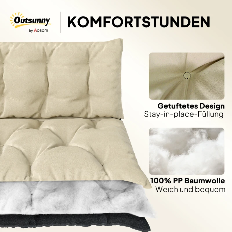 Outsunny Outdoor-Kissen-Set für Bank oder Hollywoodschaukel, zweifarbig, Polyester, Schaumstoff, 180 x 110 x 8 cm, Beige+Schwarz