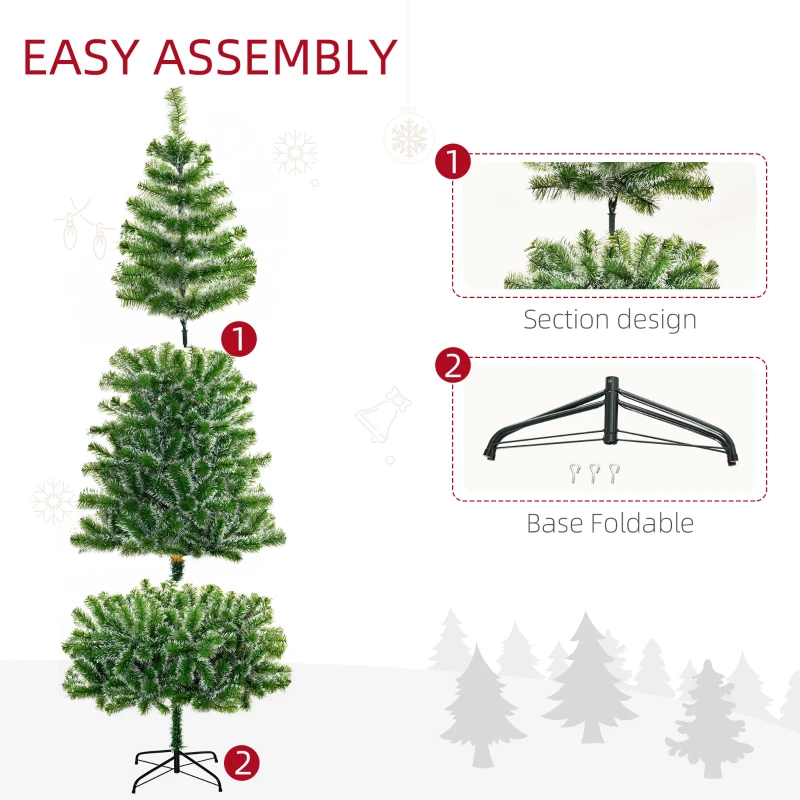 HOMCOM 7FT Artificial Christmas Tree Home Xmas Decoration with Metal Stand, Branch Tips, Green