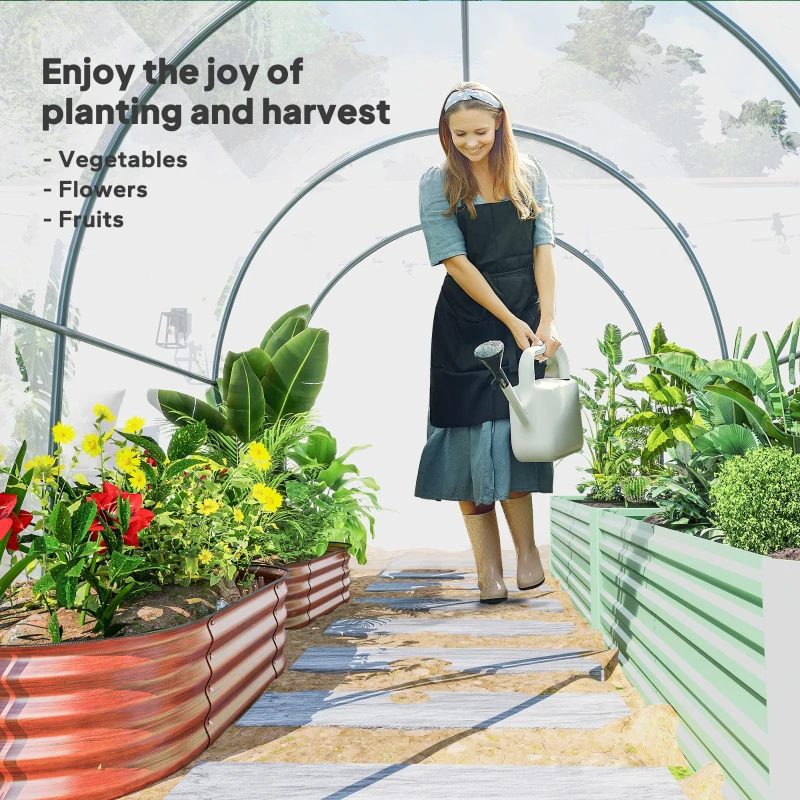 Outsunny Polytunnel Greenhouse Walk-in Grow House with Plasric Cover, Door, Mesh Window and Steel Frame, 3 x 2 x 2m, Clear