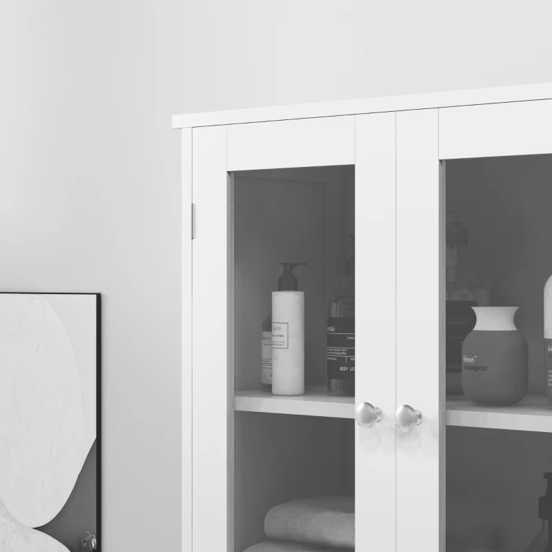 HOMCOM Armário Casa de Banho Coluna Casa de Banho com 6 Portas Prateleiras Ajustáveis Anti-tombo 60x30x170,5 cm Branco