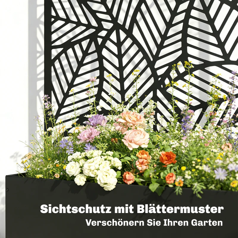 Outsunny Hochbeet aus Metall mit Rankgitter für Kletterpflanzen, freistehend oder zur Wandmontage