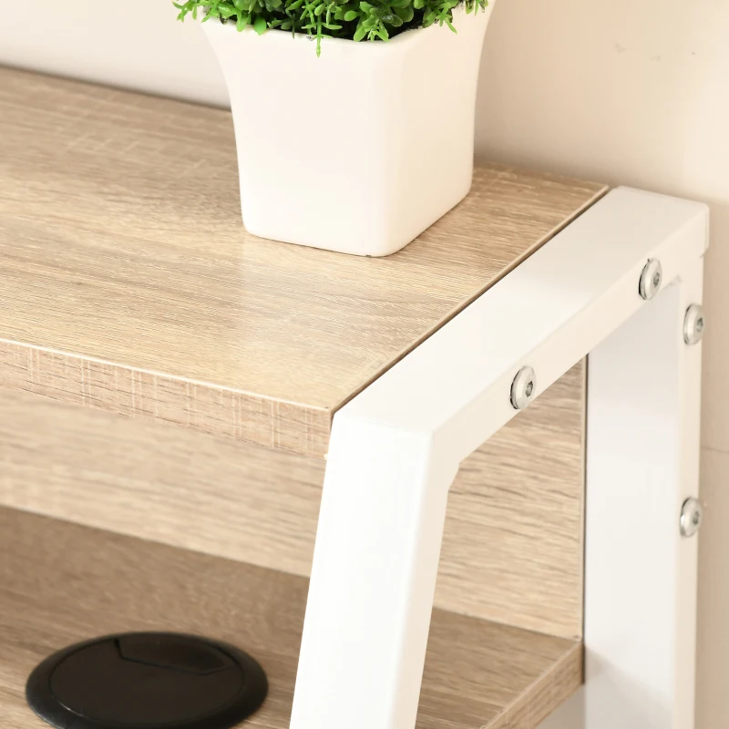 HOMCOM Compact Writing Desk with Top Shelf, Computer Table for Home Office and Study, Oak