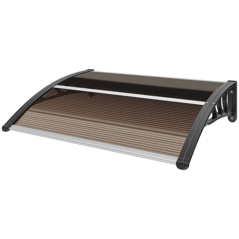 Outsunny Copertină de Exterior Impermeabilă și Anti-UV, din Policarbonat, Polipropilenă și Aluminiu, 75x100x23 cm, Maro și Negru