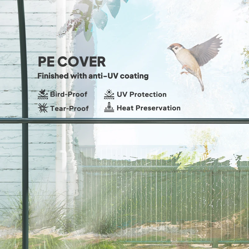 Outsunny Polytunnel Greenhouse Walk-in Grow House with Plasric Cover, Door, Mesh Window and Steel Frame, 3 x 2 x 2m, Clear