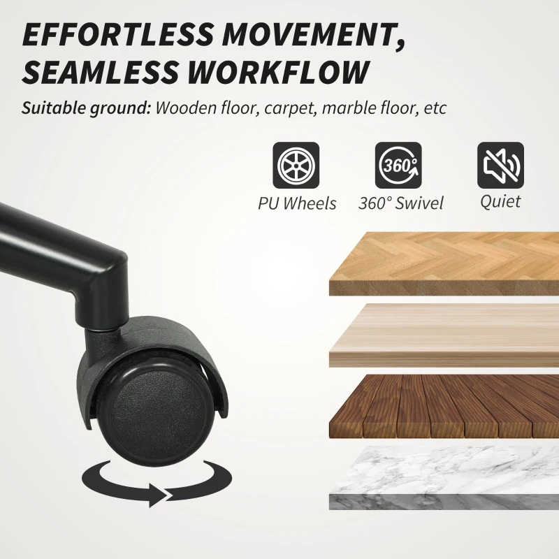 HOMCOM Fabric Office Chair, Modern Computer Desk Chair with Armrest, Swivel Wheels, Quick Assembly, Cream White