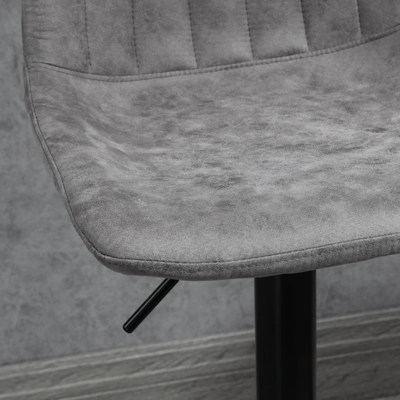 HOMCOM Adjustable Set of 2 Bar Stools, Counter Height Barstools, 360° Swivel Tall Stools with Footrest for Home Pub, Grey