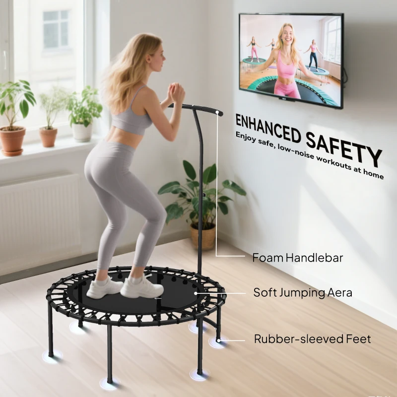 SPORTNOW Rebounder Trampolina, Regulowany Uchwyt na 5 Poziomów, Czarna