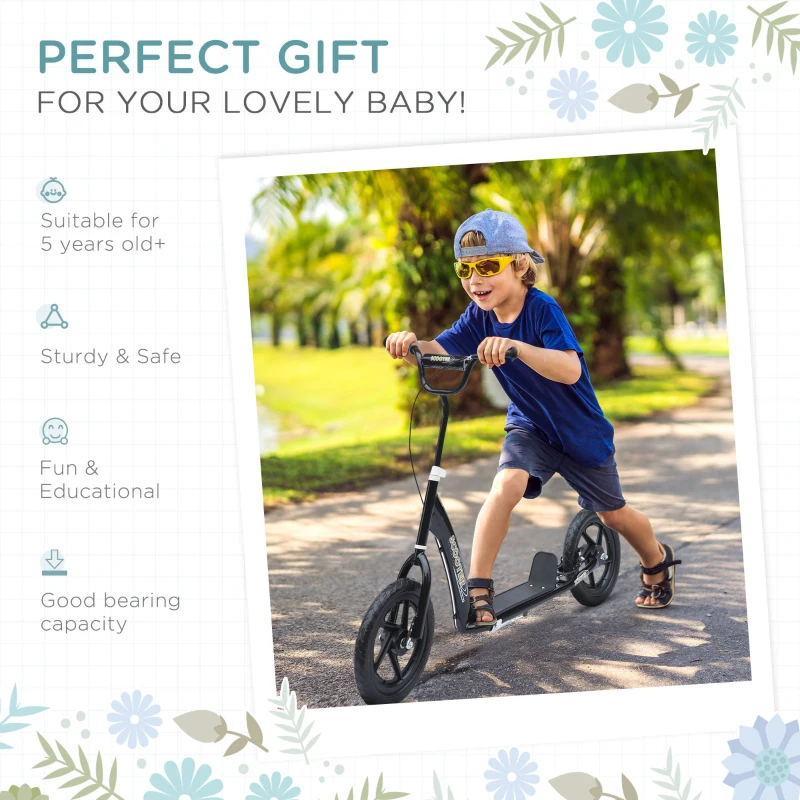 HOMCOM Teen Push Scooter Kids Children Stunt Scooter Bike Bicycle Ride On Black