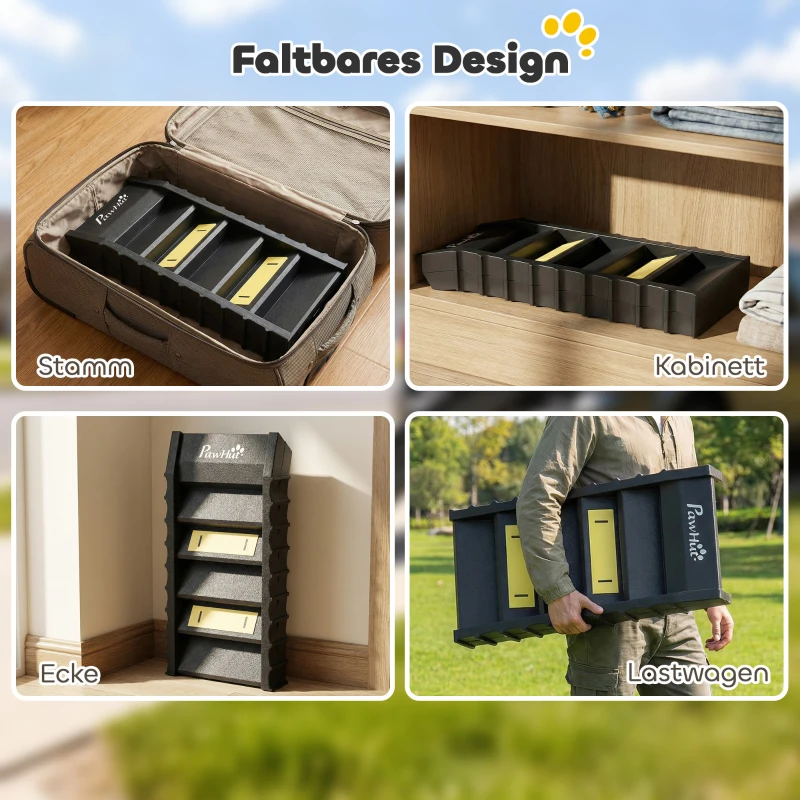 PawHut Hunderampe klappbar Hundetreppe Auto & SUV rutschfest Hundeautorampe für Große & Kleine Tiere bis 68 kg 154x40cm Schwarz