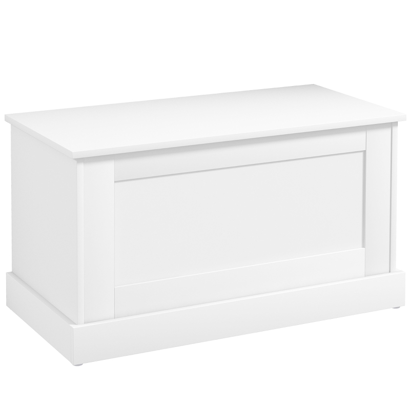 HOMCOM Coffre de rangement, coffre à jouets, avec charnière de sécurité, pour salon, en bois, 80 x 40 x 45 cm, blanc