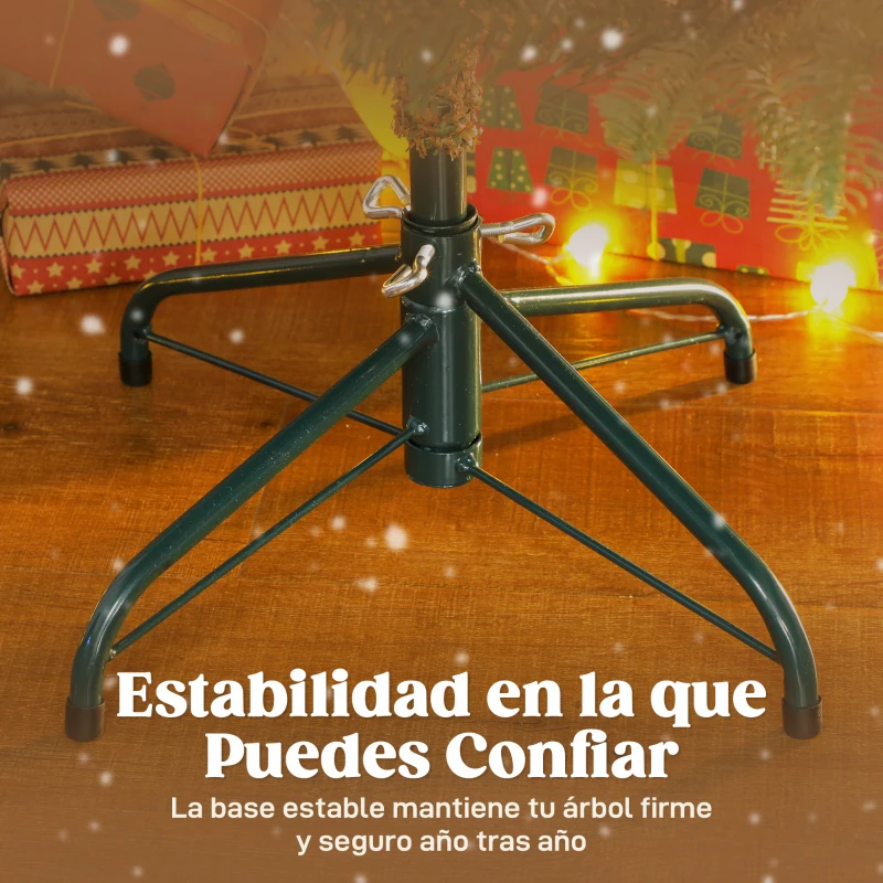 HOMCOM Árbol de Navidad Artificial 150 cm con 492 Ramas y Soporte Metálico Plegable Fácil Montaje para Salón Interior Verde