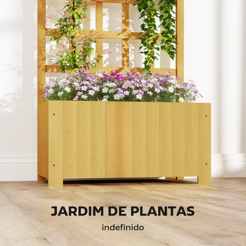 Outsunny Floreira com Treliça de Madeira para Plantas Trepadeiras com Orifícios de Drenagem Floreira Elevada 60x30x120 cm Madeira