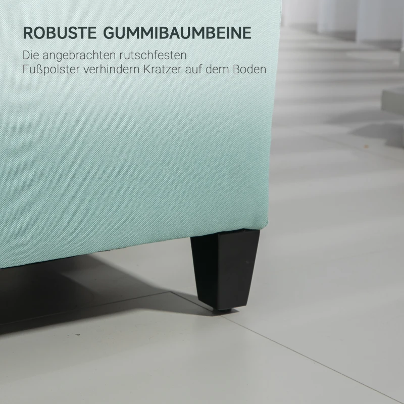 HOMCOM Sitzbank, Polsterbank mit Stauraum, leinenartiges Polyester, Kautschukholz, 100 x 40 x 44 cm, Grün