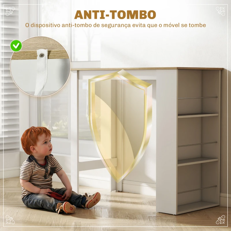 HOMCOM Mesa de Bar de Bistrô com 3 Prateleiras com Suporte Estilo Moderno para Cozinha e Sala de Jantar 112x57x106 cm Branco