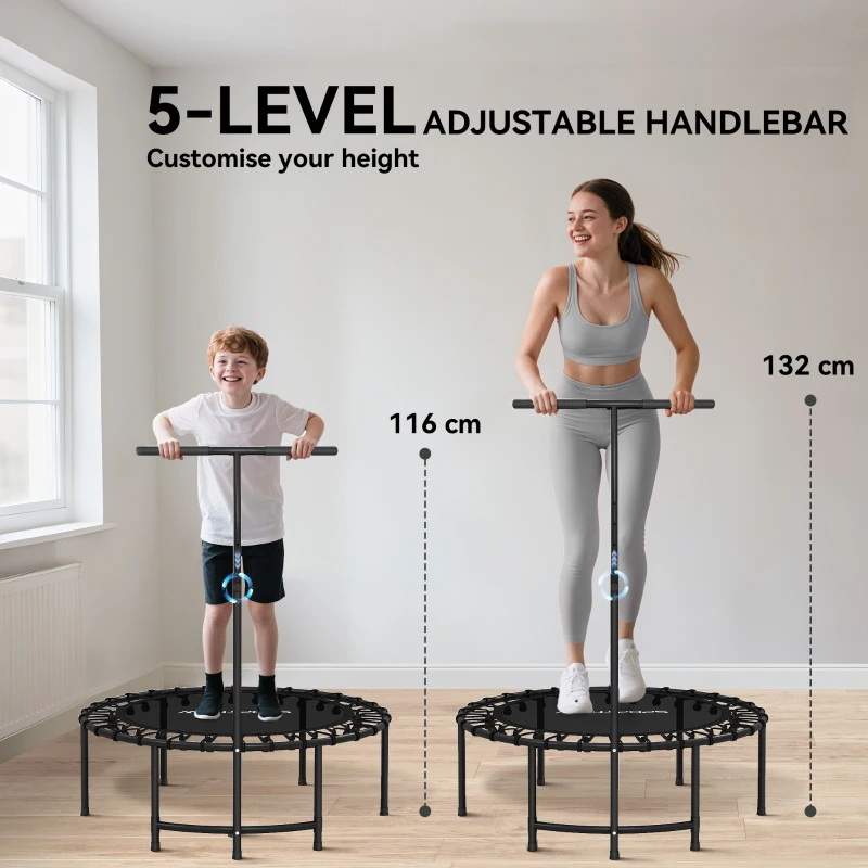 SPORTNOW Rebounder Trampolina, Regulowany Uchwyt na 5 Poziomów, Czarna