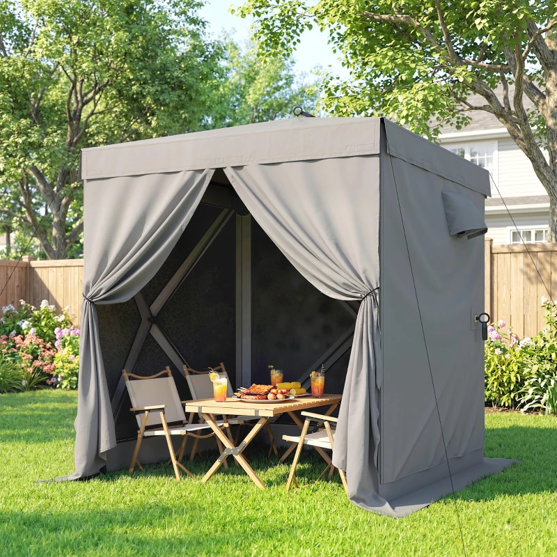 Outsunny Paviljoen 1,85x1,85 m waterdicht stabiel winterbestendig pop-up opvouwbaar paviljoen met 4 mesh zijpanelen, tas, UV 30+