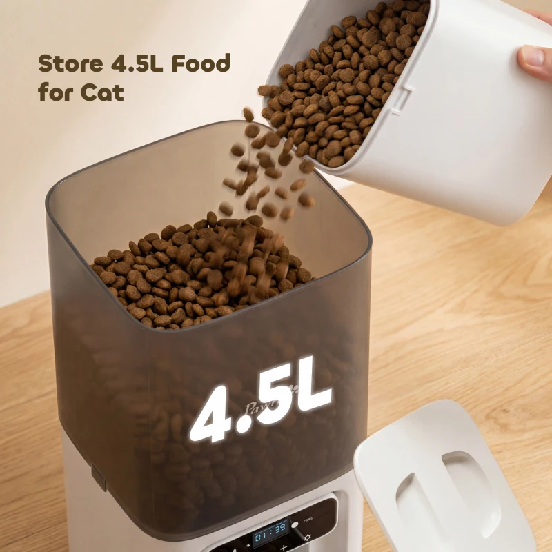 PawHut Programmable Automatic Cat Feeder with Timer Up to 6 Meals Per Day, 10s Voice Recorder, Portion Control
