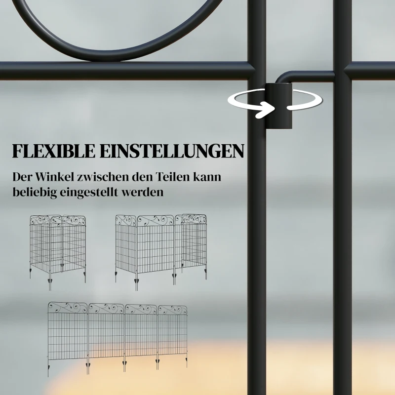 Outsunny Gartenzaun Gitterzaun Zaun, Vintage-Design, wetterbeständig, 3,52 x 1,1m, Schwarz