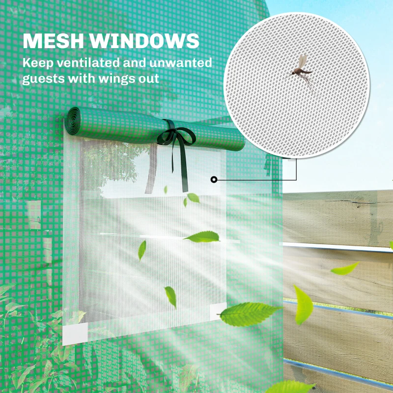 Outsunny Szklarnia Pomidorowa Foliowa z Drzwiami Rolowanymi i Oknami z Siatką 170 x 68 x 200 cm Zielona