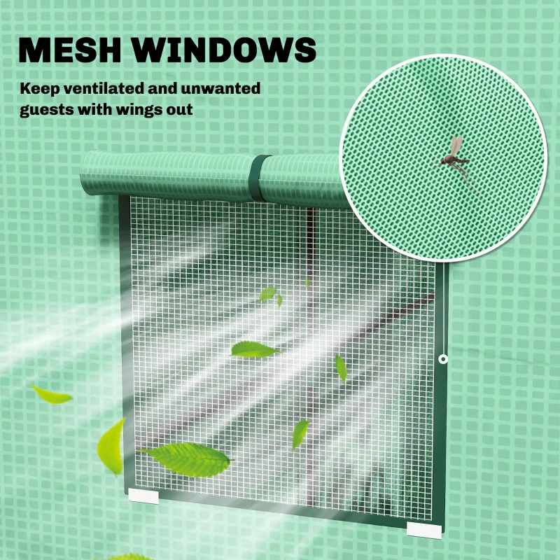 Outsunny Szklarnia foliowa z drzwiami na zamek Oknami siatkowymi Skośny dach 196 x 77 x 197 cm Zielona