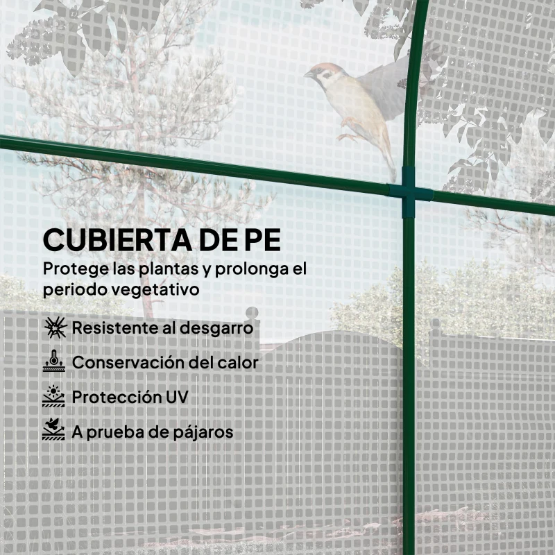 Outsunny Invernadero de Jardín 180x180x200 cm Invernadero de Túnel Pequeño con Puerta Enrollable y Ventana de Malla Blanco