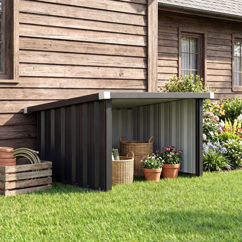 Outsunny Robot Mower Shelter Garage for Robotic Lawn Mower with Sloped Galvanized Steel Roof, 108 x 86 x 62.5 cm, Dark gray