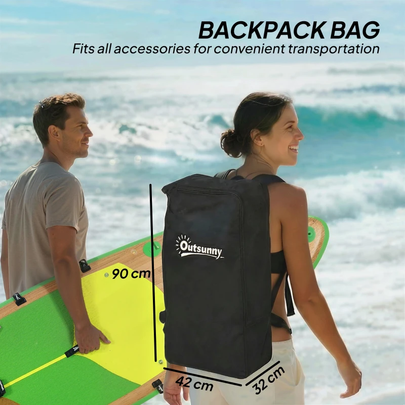 Outsunny Dmuchana deska SUP 335 cm z siedziskiem kajakowym, regulowane wiosło podwójne, smycz na kostkę