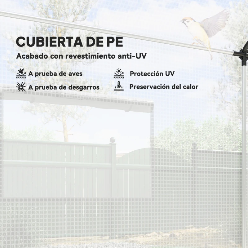 Outsunny Invernadero de Túnel 2x3x2 m con 4 Ventanas de Malla y Puerta con Cremallera Invernadero de Huerto para Jardín Blanco