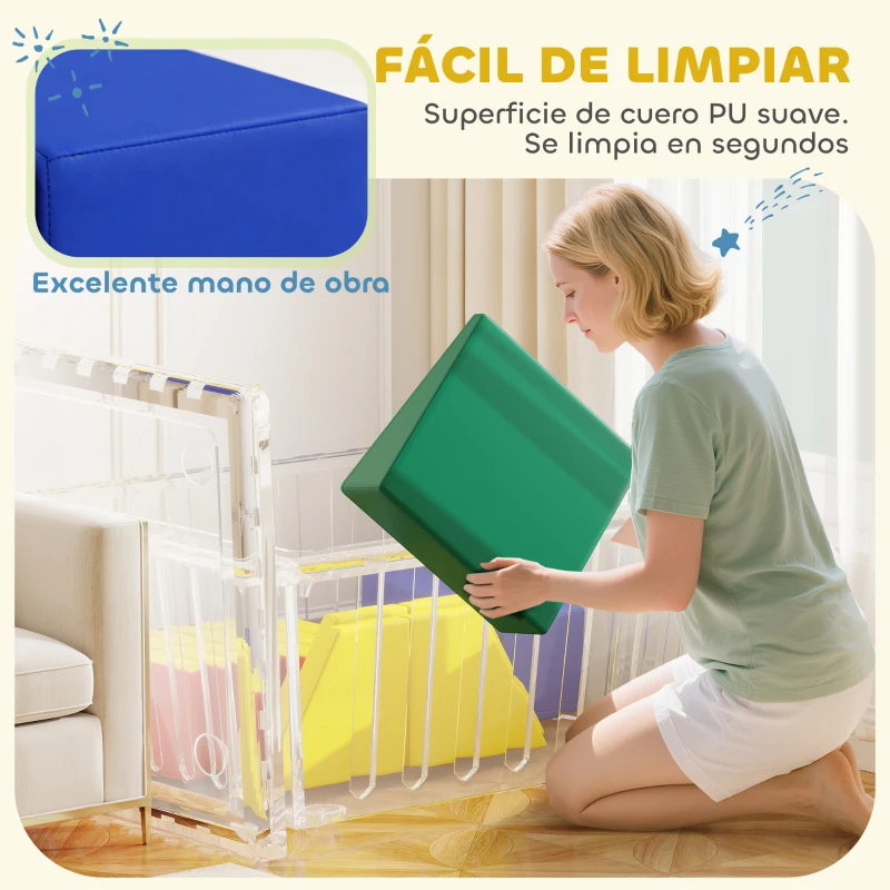 AIYAPLAY Juego de Bloques de Espuma para Niños Bloques de Psicomotricidad de Suave PU Set de Escalada para Escalar Multicolor