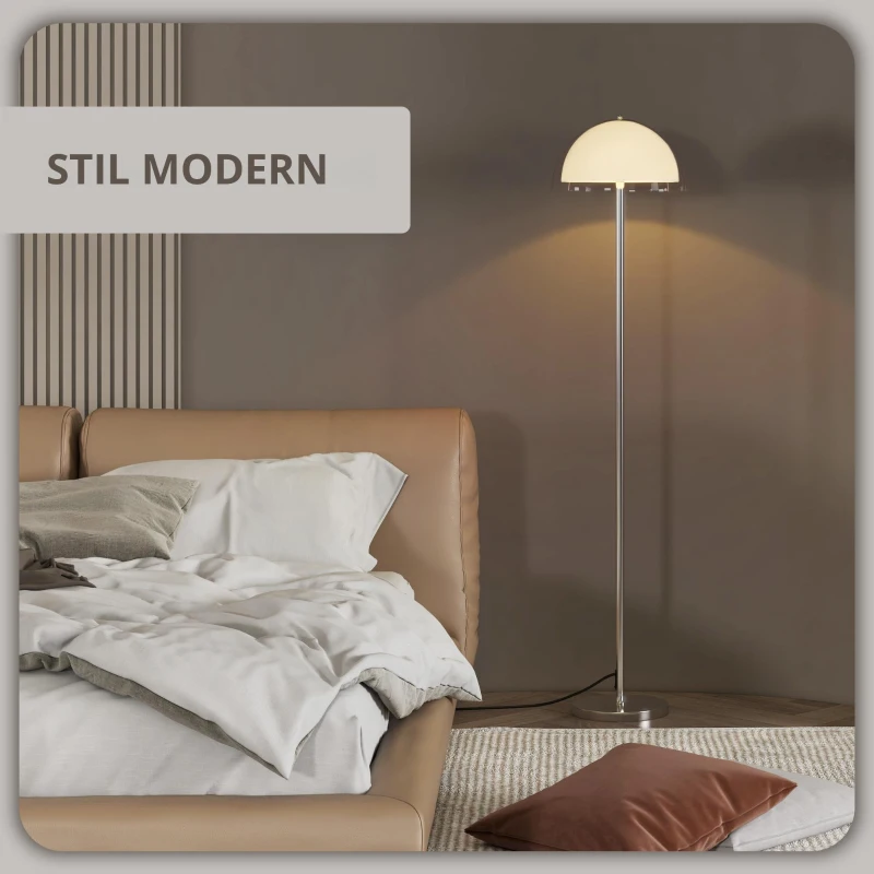 HOMCOM Lampă de Podea cu Abajur Dublu Strat pentru Living, Sufragerie, Dormitor, din Metal și Acrilic, Ø35x150 cm, Alb