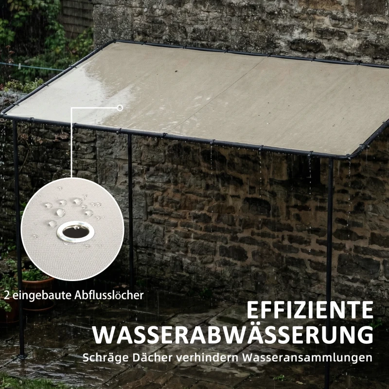 Outsunny Anbaupavillon Pergola mit Metallgestell Dach, wetterfest wandmontiert Pavillon Vordach, 3 x 1,8 x 2,3 m Cremeweiß