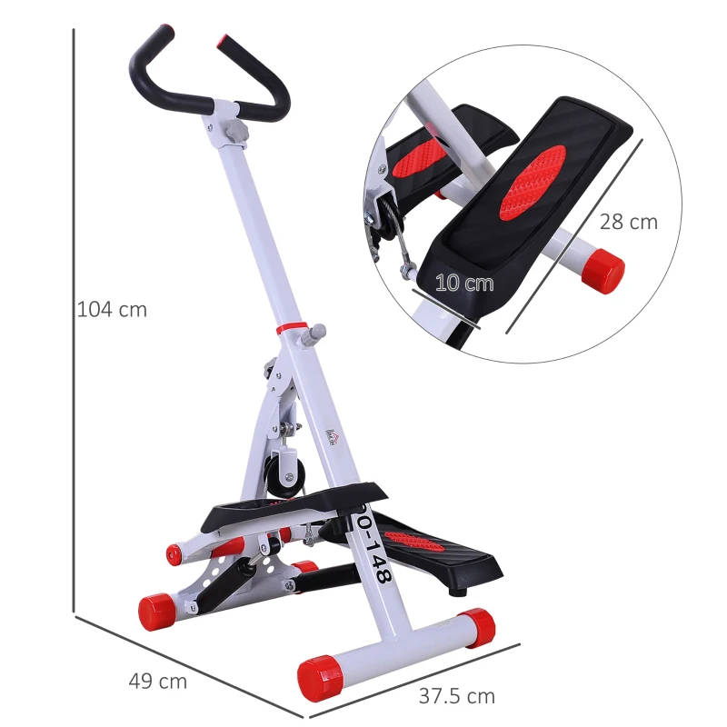 HOMCOM Foldable Step Machine, Height Adjustable Stepper w/ LCD Display and Handlebar, Twister Steppers for Exercise Workout Home Gym Office