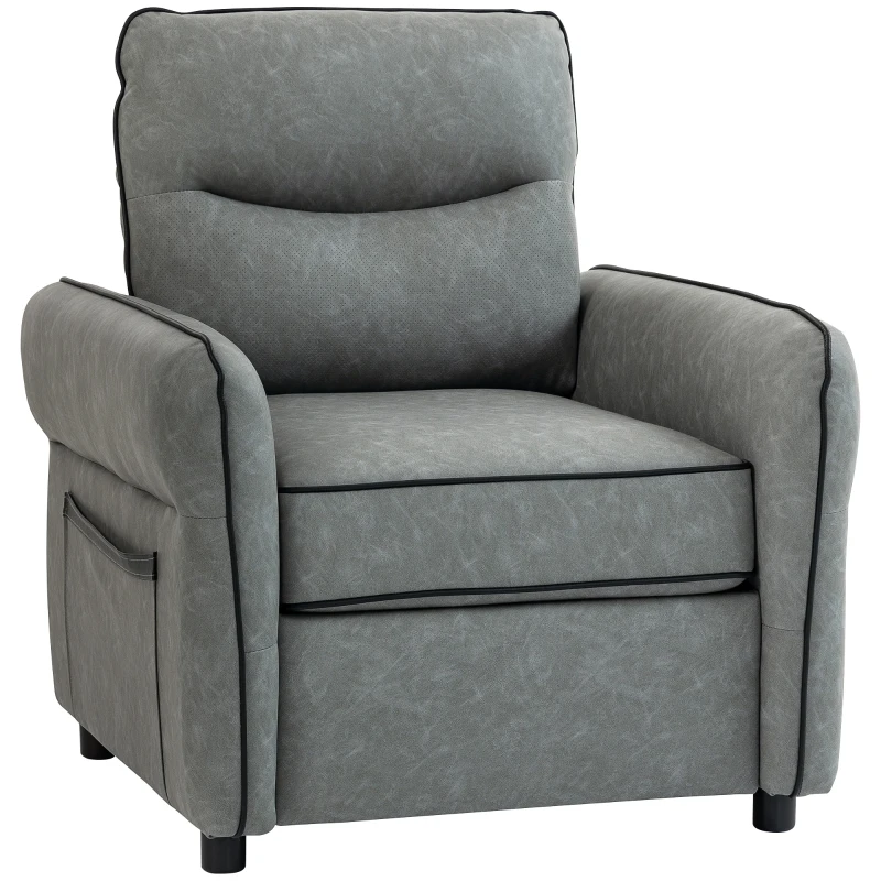 HOMCOM Accent Chair, Faux Leather Armchair - Grey