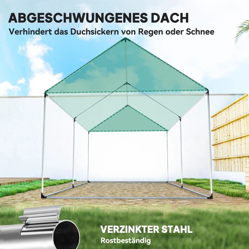 Outsunny Tunnelgewächshaus, aufrollbare Tür und Fenster, verzinkter Stahlrahmen, 2x3x2m, Grün