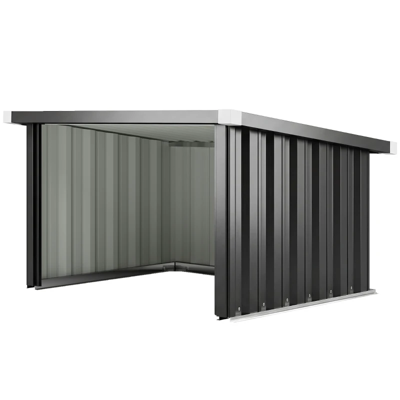 Outsunny Robot Mower Shelter Garage for Robotic Lawn Mower with Sloped Galvanized Steel Roof, 108 x 86 x 62.5 cm, Dark gray