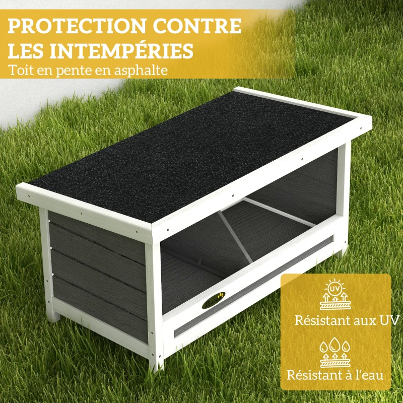 PawHut Pondoir nichoir pour poules 3 emplacements avec toit asphalte structure en bois 66 x 37 x 34 cm gris noir