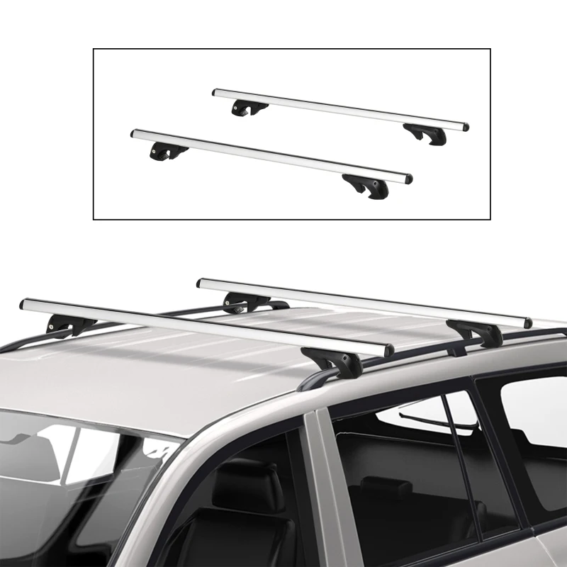 HOMCOM 135 cm Cross Car Roof Bars, Lockable Roof Rack 2 Keys Included, Aluminum Alloy, Compatible with Raised Side Rails up to 120 cm, Silver