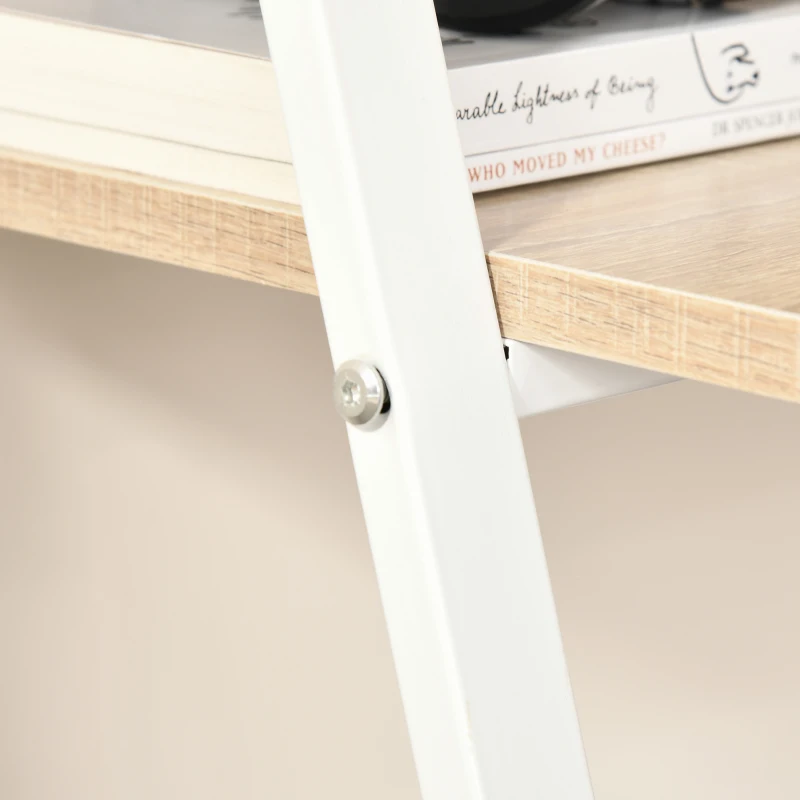 HOMCOM Compact Writing Desk with Top Shelf, Computer Table for Home Office and Study, Oak