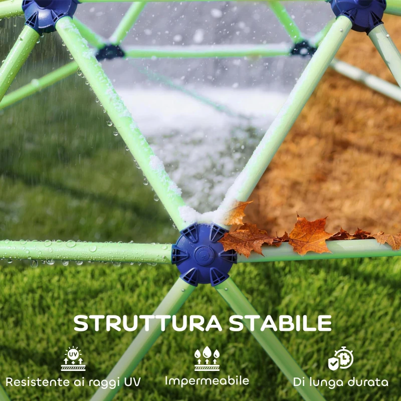 AIYAPLAY Gioco Arrampicata Bambini 3-8 Anni a Cupola con Bordi Smussati, in PP, 182.5x182.5x119 cm, Verde e Viola