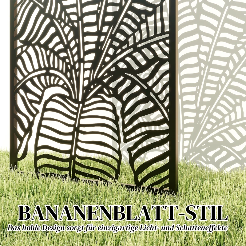 Outsunny Kamerscheider 65 x 130 cm vrijstaand/op te hangen paravent, metalen zichtscherm, Zwart