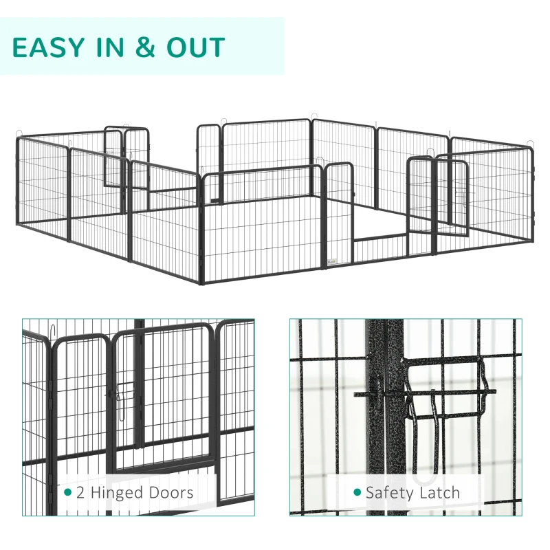 PawHut Heavy Duty Puppy Play Pen, 12 Panels Pet Exercise Pen, Pet Playpen for Small Dogs, 60Hcm
