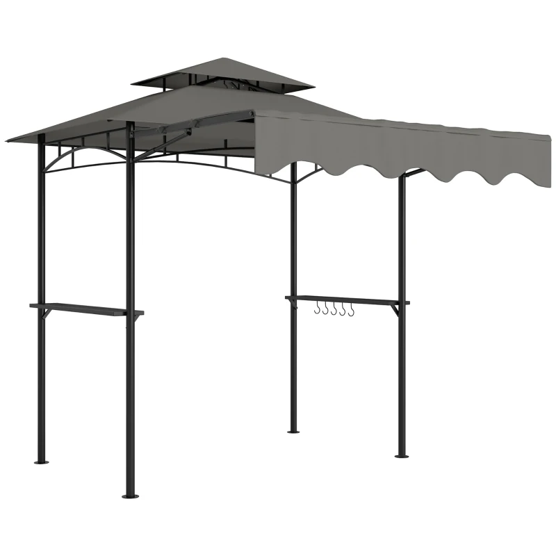 Outsunny Grillpavillon 242x149x248 cm wasserabweisend flammhemmend Gartenpavillon mit Doppelschichtdach Grau