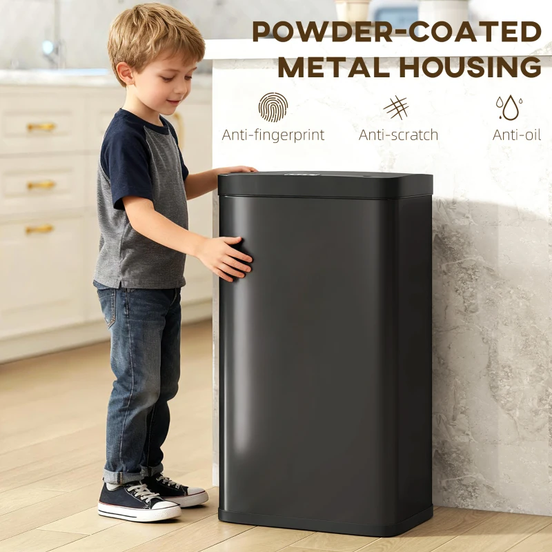 HOMCOM 45L Kitchen Sensor Bin - Black