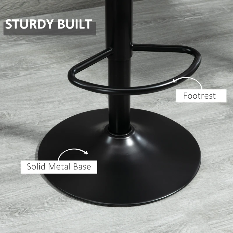 HOMCOM Adjustable Set of 2 Bar Stools, Counter Height Barstools, 360° Swivel Tall Stools with Footrest for Home Pub, Grey