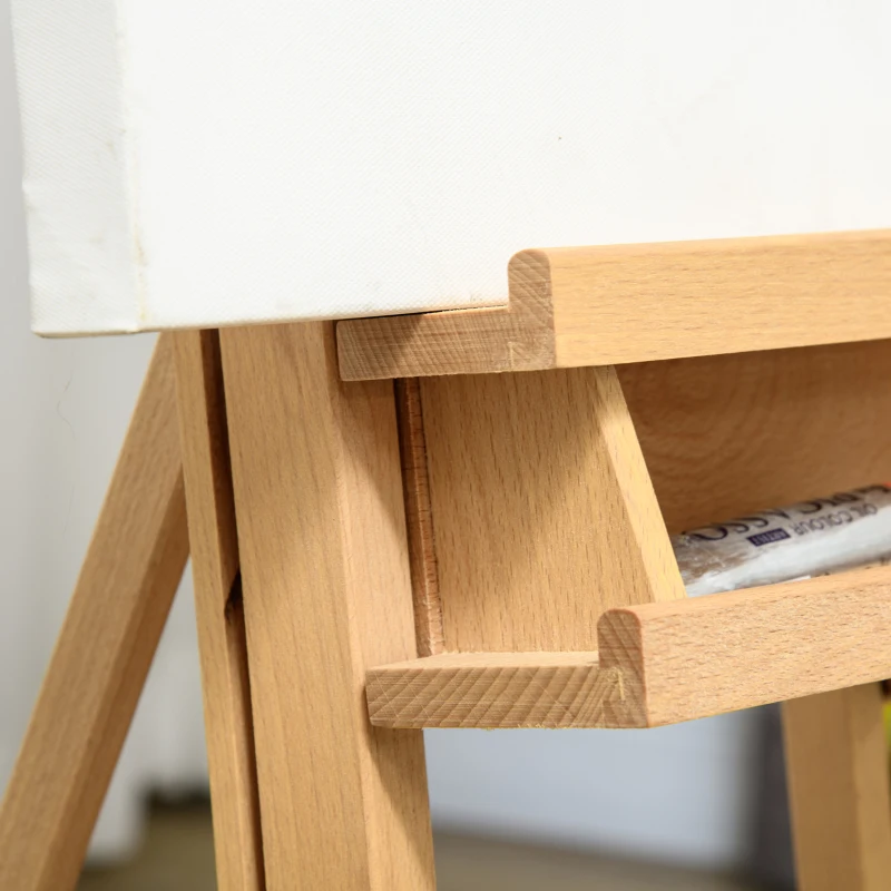 Vinsetto Foldable Beech Wood Artist Easel on Casters for Canvases up to 118 cm Natural Wood