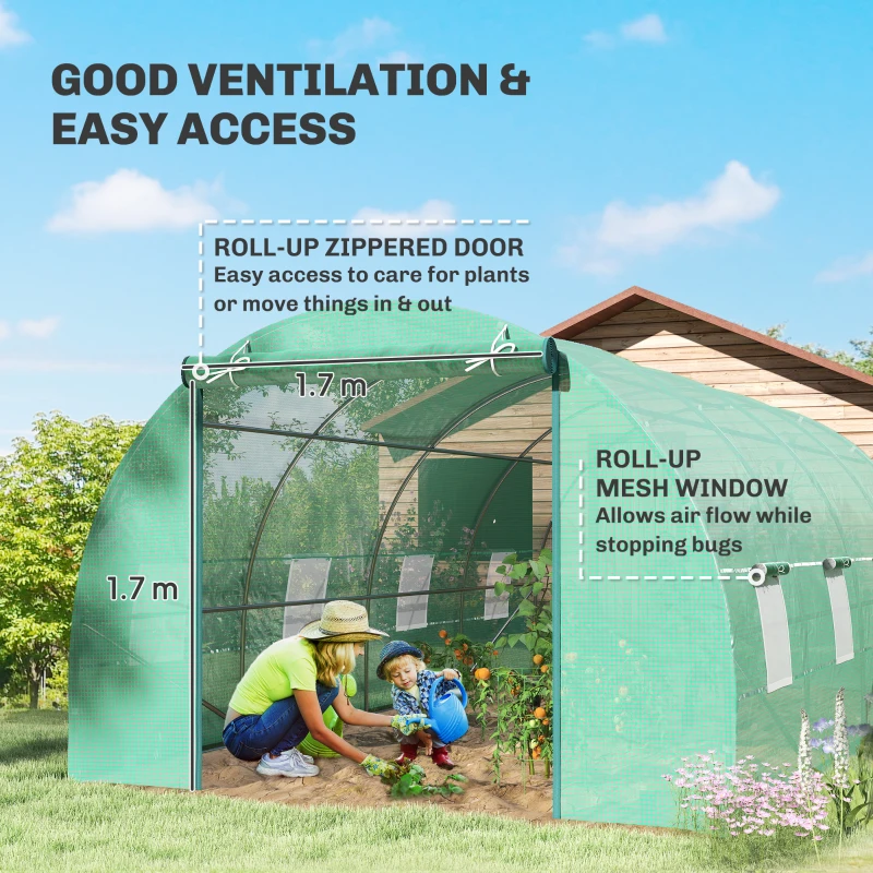 Outsunny 6 x 3 x 2m Walk-in Outdoor Garden Greenhouse Polytunnel with Door and Windows