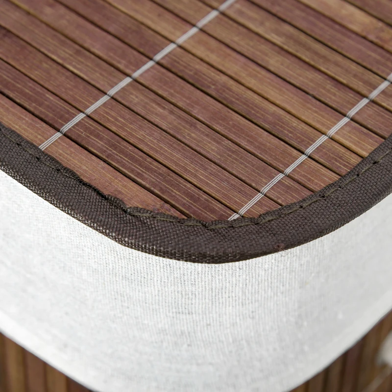 HOMCOM Panier à linge 100L avec 2 bacs bambou pliable couvercle poignée avec Sac amovible et lavable marron